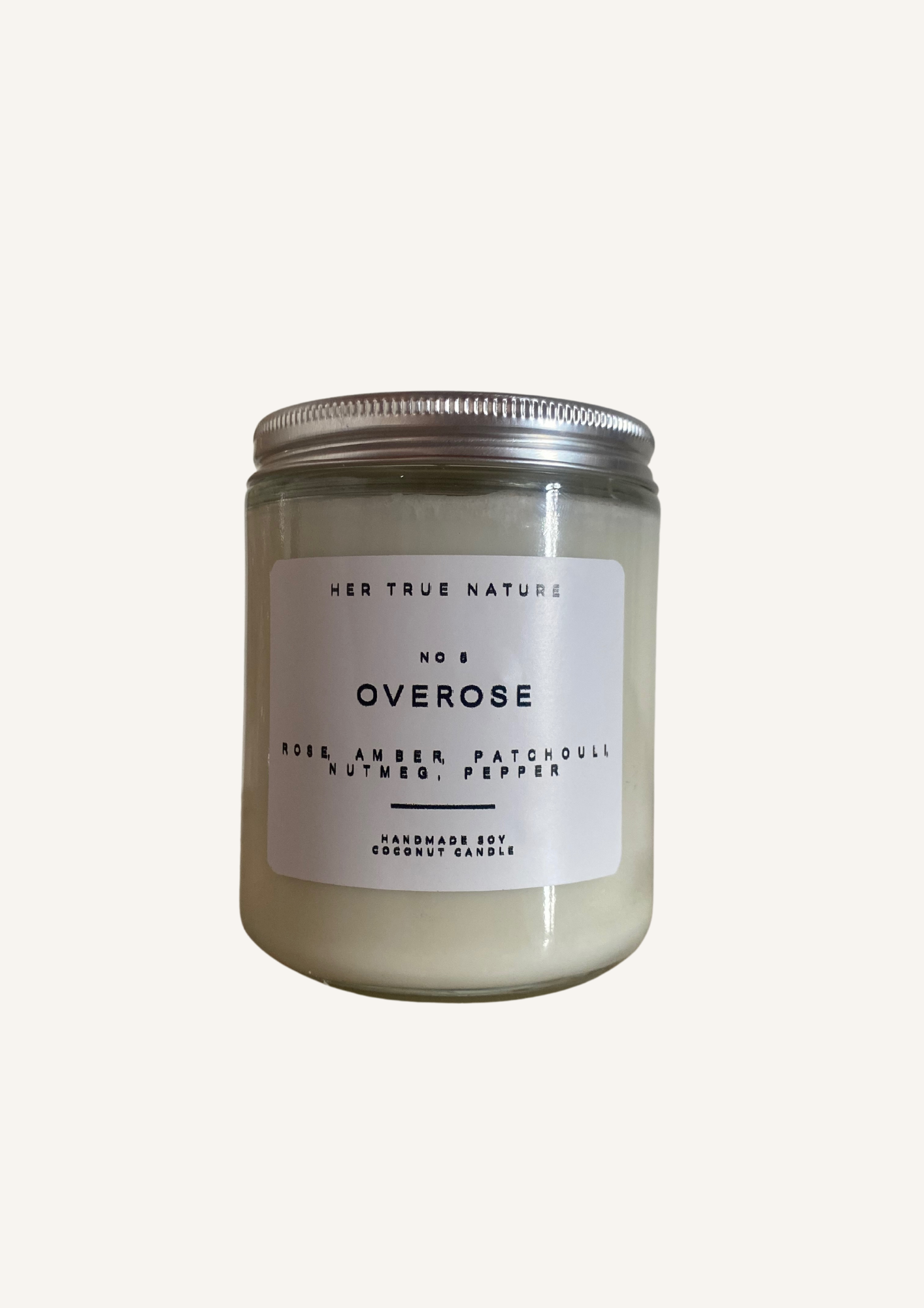 Overose candle in clear jar